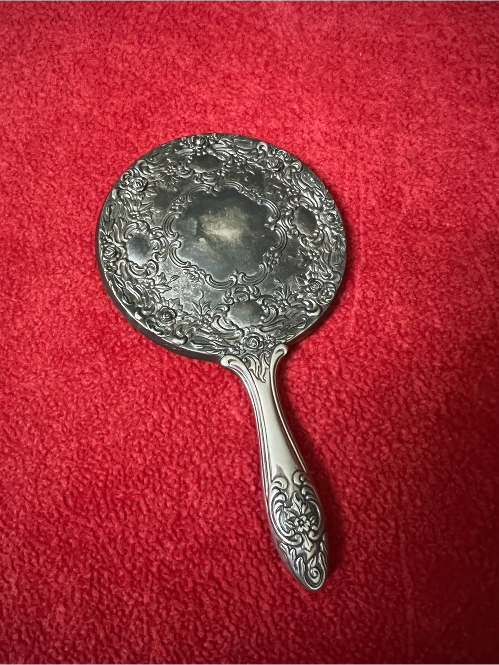 Vintage Ornate Silver Hand Mirror